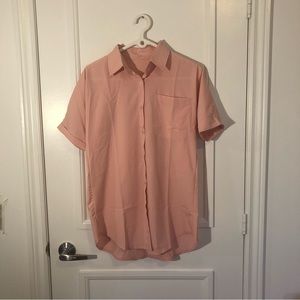 Blouse, Short-Sleeved, Pocket, Pink, Women’s Size M/L